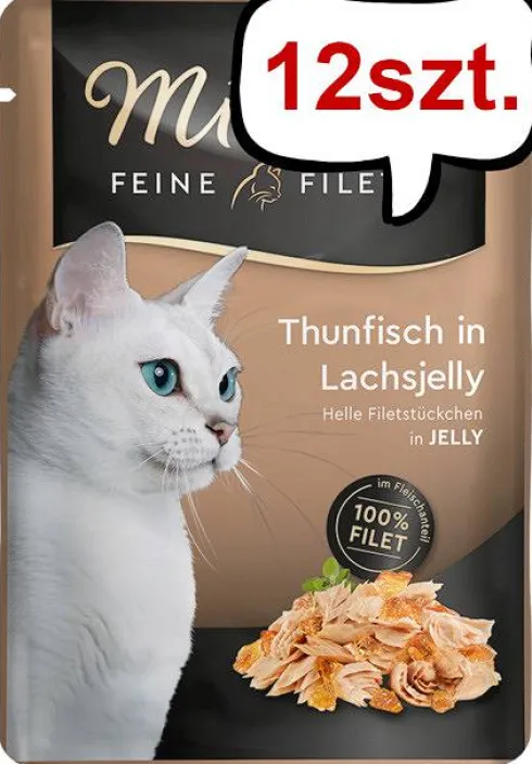 Miamor Feine Filets Adult Tuńczyk w łososiowej galaretce Mokra Karma dla kota op. 100g SASZETKA Pakiet 12szt.