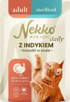 Nekko Daily Adult Sterilised z indykiem w sosie Mokra Karma dla kota op. 85g Pakiet 12szt.