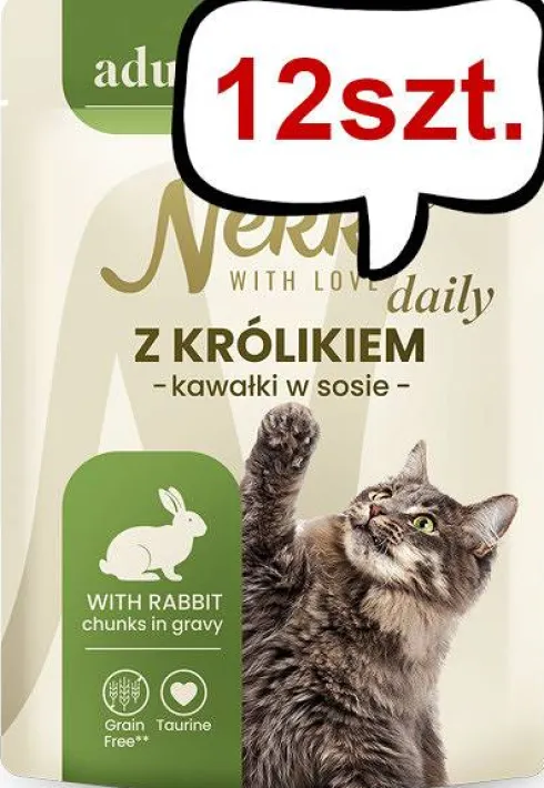 Nekko Daily Adult z królikiem w sosie Mokra Karma dla kota op. 85g Pakiet 12szt.