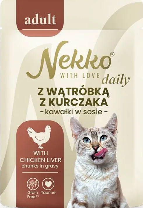Nekko Daily Adult z wątróbką z kurczaka w sosie Mokra Karma dla kota op. 85g