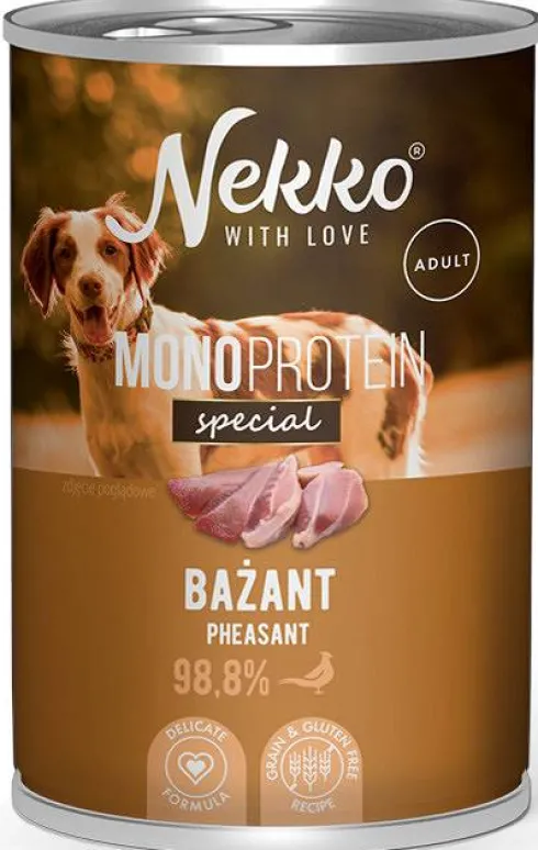 Nekko Monoprotein Special Adult Bażant Mokra Karma dla psa op. 400g Pakiet 12szt. WYPRZEDAŻ