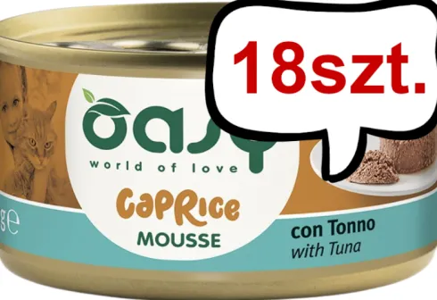 Oasy Caprice Adult Mousse with Tuna Mokra Karma dla kota op. 85g Pakiet 18szt.