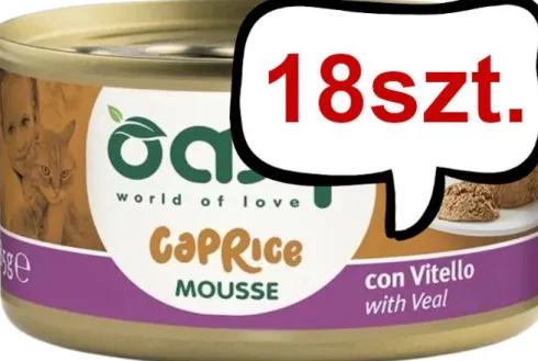 Oasy Caprice Adult Mousse with Veal Mokra Karma dla kota op. 85g Pakiet 18szt.