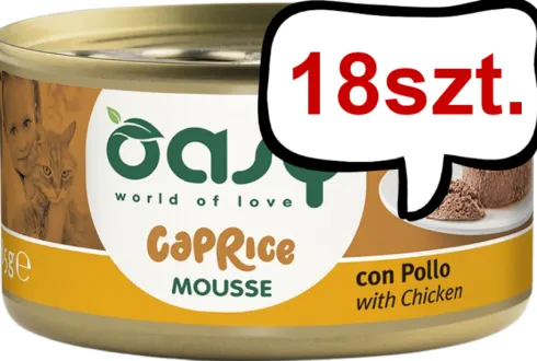 Oasy Caprice Adult Mousse with Chicken Mokra Karma dla kota op. 85g Pakiet 18szt.