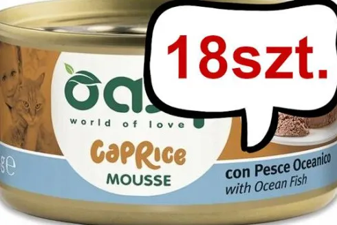Oasy Caprice Adult Mousse with Ocean Fish Mokra Karma dla kota op. 85g Pakiet 18szt.