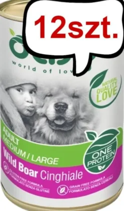 Oasy One Protein Adult Medium/Large Wild Boar mokra karma dla psa op. 400g Pakiet 12szt.