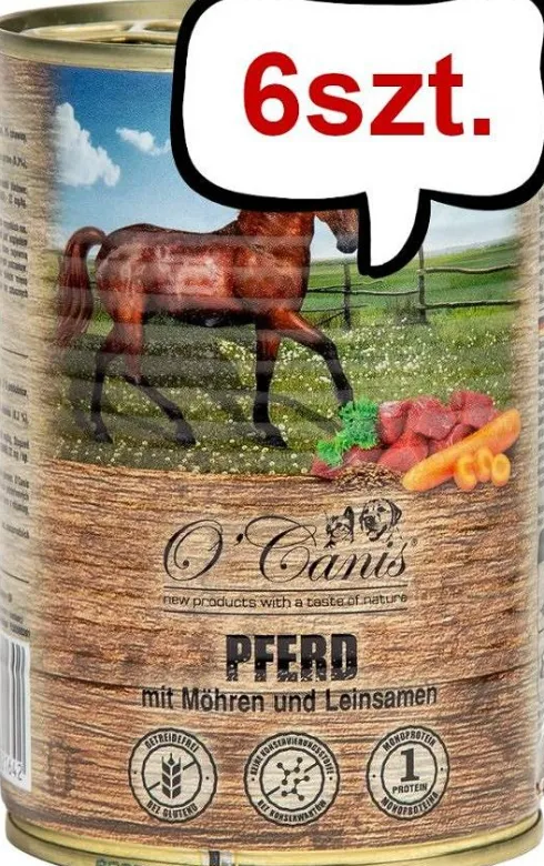 O'Canis Konina z WARZYWAMI i siemieniem lnianym Mokra Karma dla psa op. 800g Pakiet 6szt.