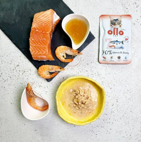Ollo Cat Nr 7 Salmon&Shrimp Mokra Karma dla kota op. 85g Pakiet 12szt.