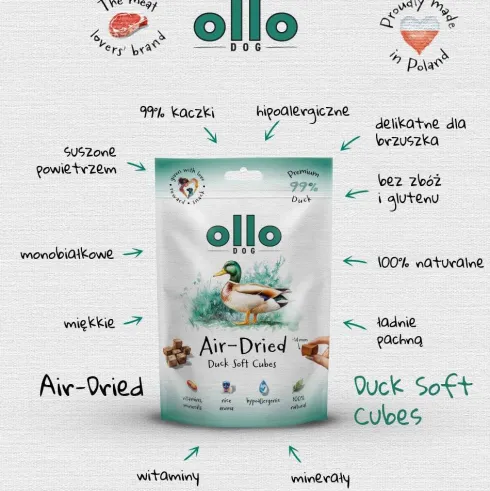 Ollo Przysmaki Air-Dried Duck Soft Cubes dla psa op. 80g