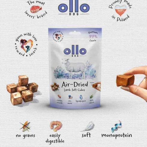 Ollo Przysmaki Air-Dried Lamb Soft Cubes dla psa op. 80g