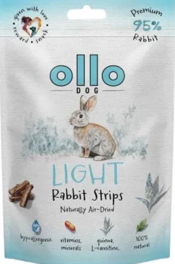Ollo Przysmaki Air-Dried Light Rabbit Strips dla psa op. 80g