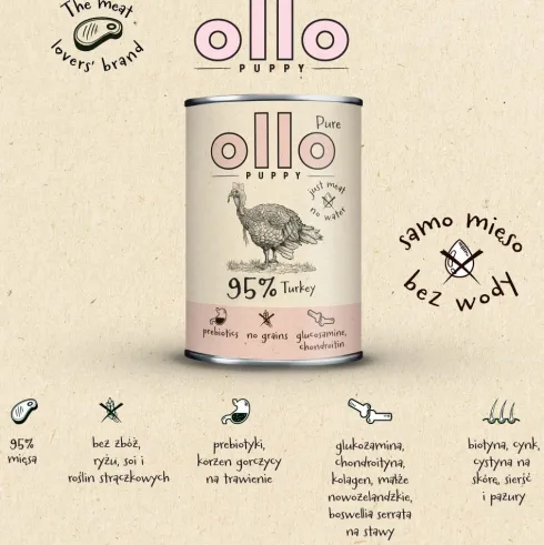 Ollo Puppy Pure Turkey Mokra Karma dla szczeniąt op. 400g