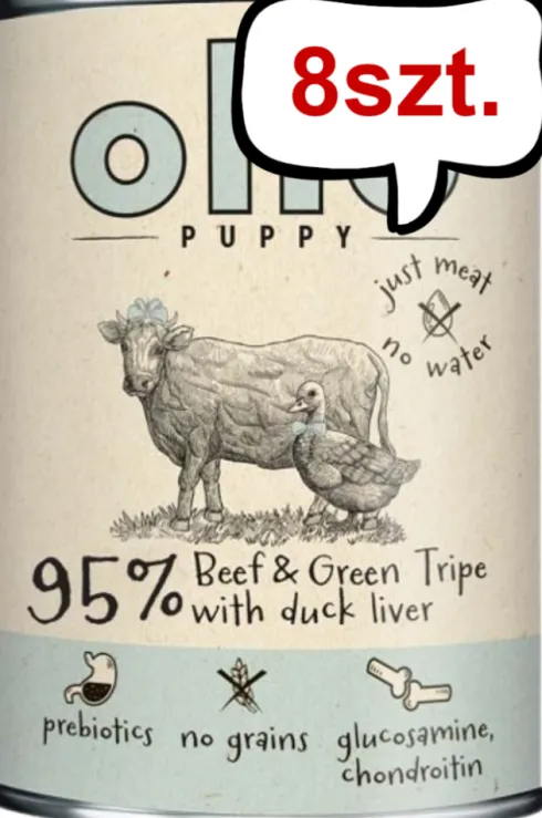 Ollo Puppy Umami Beef&Green Tripe with Duck liver Mokra Karma dla szczeniąt op. 400g Pakiet 8szt.