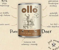 Ollo Pure Deer Mokra Karma dla psa op. 400g Pakiet 8szt.