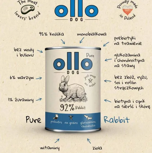Ollo Pure Rabbit Mokra Karma dla psa op. 400g