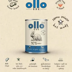 Ollo Pure Rabbit Mokra Karma dla psa op. 400g Pakiet 8szt.