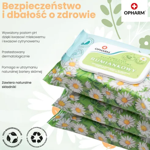 Opharm Nawilżany papier toaletowy Rumiankowy op. 52szt.