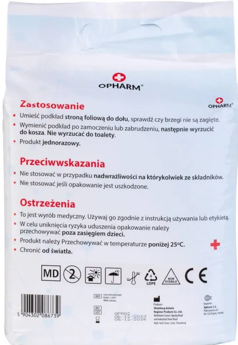 Opharm Podkłady higieniczne - maty absorbujące dla psa rozm. 60x60cm op. 10szt.