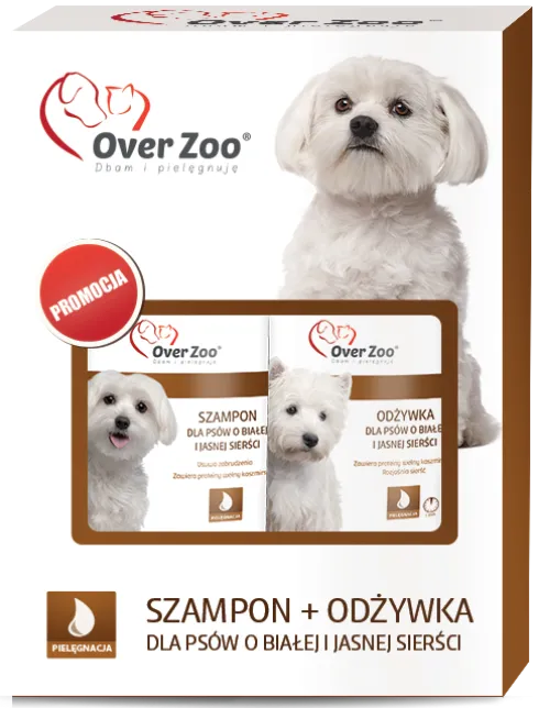 Over Zoo Zestaw Szampon poj. 250ml + odżywka dla psa o białej i jasnej sierści poj. 240ml