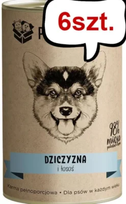 Paka Zwierzaka Dziczyzna i łosoś Mokra karma dla psa op. 400g Pakiet 6szt.