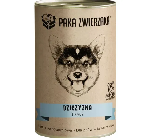 Paka Zwierzaka Dziczyzna i łosoś Mokra karma dla psa op. 400g Pakiet 6szt.