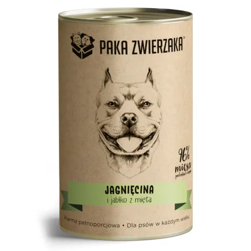Paka Zwierzaka Jagnięcina i jabłko z miętą Mokra karma dla psa op. 400g Pakiet 6szt.
