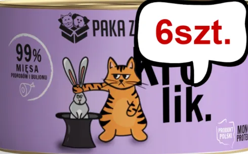 Paka Zwierzaka Królik Mokra karma dla kota op. 200g Pakiet 6szt.