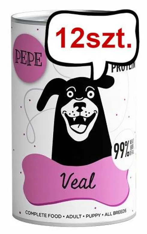 Paka Zwierzaka Pepe Cielęcina Mokra karma dla psa op. 400g Pakiet 12szt.+ Worek bawełniany GRATIS