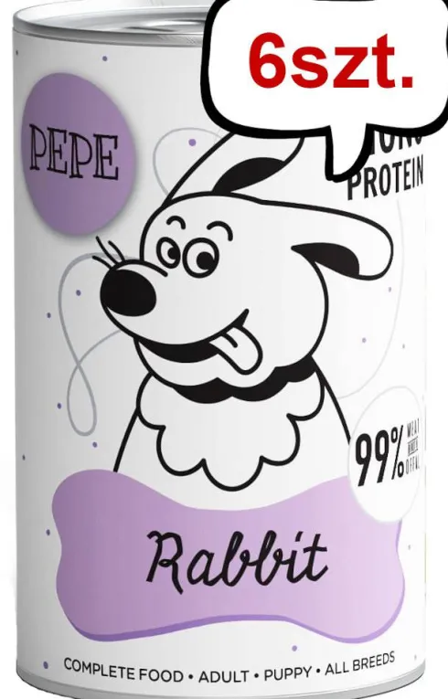 Paka Zwierzaka Pepe Królik Mokra karma dla psa op. 400g Pakiet 6szt.