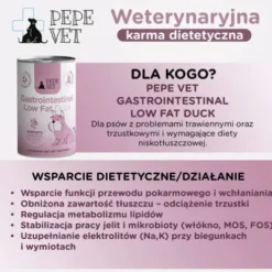 Paka Zwierzaka Pepe Vet Gastrointestinal Low Fat Duck Mokra Karma dla psa op. 400g