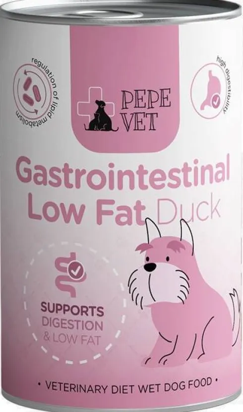 Paka Zwierzaka Pepe Vet Gastrointestinal Low Fat Duck Mokra Karma dla psa op. 400g Pakiet 6szt.