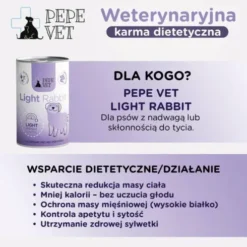 Paka Zwierzaka Pepe Vet Light Rabbit Mokra Karma dla psa op. 400g