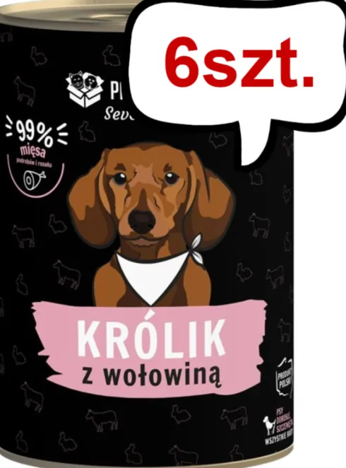 Paka Zwierzaka Seventh Heaven Królik i wołowina Mokra karma dla psa op. 400g Pakiet 6szt.