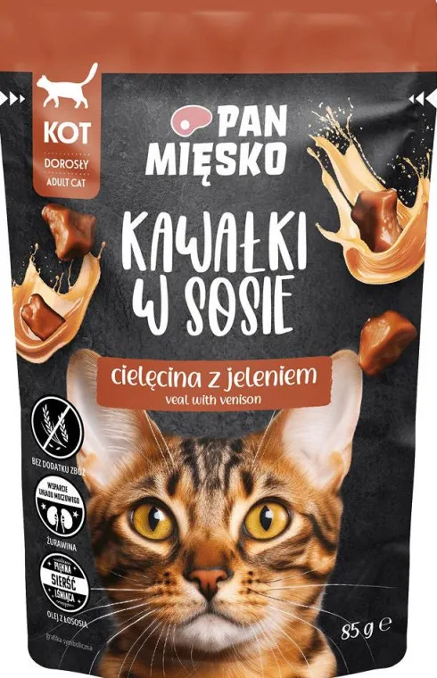 Pan Mięsko Adult Cielęcina z jeleniem w sosie Mokra Karma dla kota op. 85g