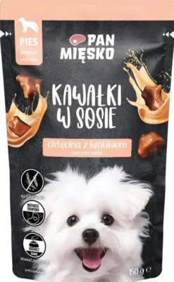 Pan Mięsko Adult Cielęcina z królikiem w sosie Mokra Karma dla psa op. 150g Pakiet 10szt.
