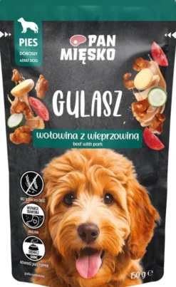 Pan Mięsko Adult Gulasz z wołowiną i wieprzowiną Mokra Karma dla psa op. 150g Pakiet 10szt.