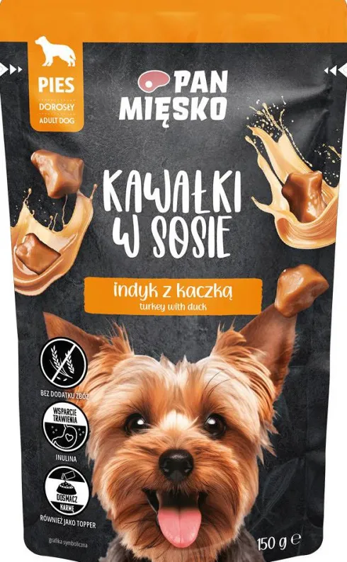 Pan Mięsko Adult Indyk z kaczką w sosie Mokra Karma dla psa op. 150g Pakiet 10szt.