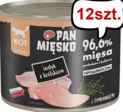 Pan Mięsko Adult Indyk z królikiem Mokra Karma dla kota op. 200g Pakiet 12szt.