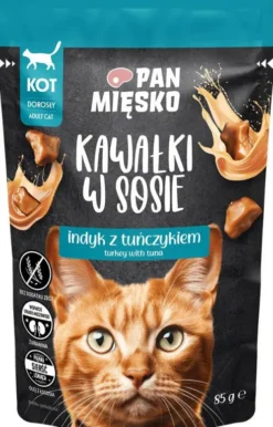 Pan Mięsko Adult Indyk z tuńczykiem w sosie Mokra Karma dla kota op. 85g