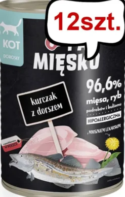 Pan Mięsko Adult Kurczak z dorszem Mokra Karma dla kota op. 400g Pakiet 12szt.