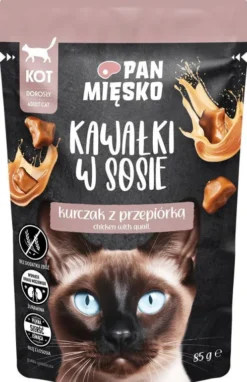 Pan Mięsko Adult Kurczak z przepiórką w sosie Mokra Karma dla kota op. 85g