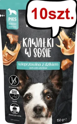 Pan Mięsko Adult Wieprzowina z dzikiem w sosie Mokra Karma dla psa op. 150g Pakiet 10szt.