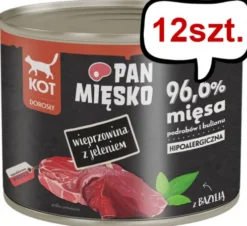 Pan Mięsko Adult Wieprzowina z jeleniem Mokra Karma dla kota op. 200g Pakiet 12szt.