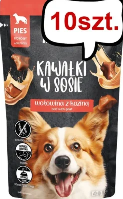 Pan Mięsko Adult Wołowina z koziną w sosie Mokra Karma dla psa op. 150g Pakiet 10szt.