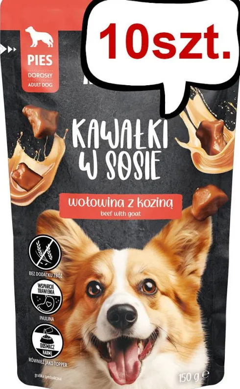 Pan Mięsko Adult Wołowina z koziną w sosie Mokra Karma dla psa op. 150g Pakiet 10szt.