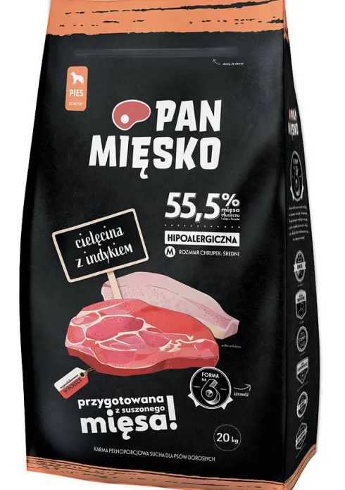 Pan Mięsko Cielęcina z indykiem Medium Sucha Karma dla psa op. 20kg