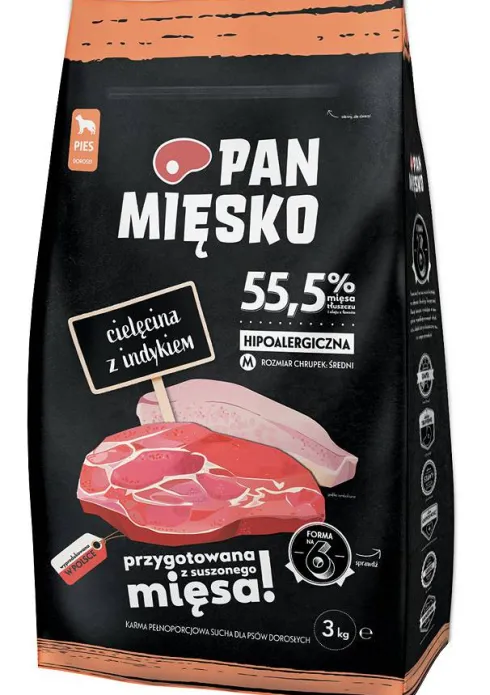 Pan Mięsko Cielęcina z indykiem Medium Sucha Karma dla psa op. 3kg