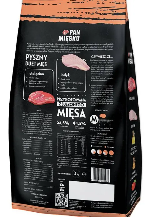 Pan Mięsko Cielęcina z indykiem Medium Sucha Karma dla psa op. 3kg