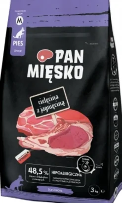 Pan Mięsko Cielęcina z jagnięciną Medium Senior Sucha Karma dla psa op. 3kg