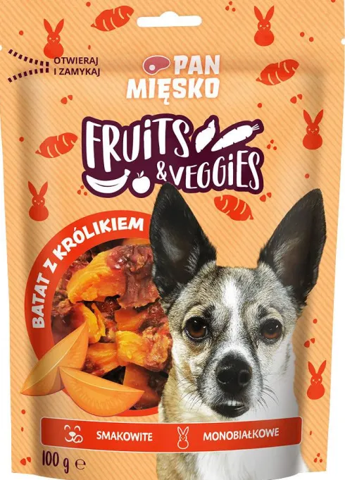 Pan Mięsko Fruits&Veggies Batat z królikiem Przysmak dla psa op. 100g